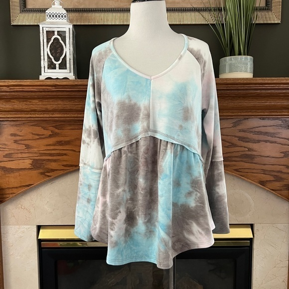 Ava James‎ Women's Tie Dye Babydoll Top Sz. M - Picture 1 of 11